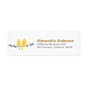 Love Birds Branch Return Address Labels (yellow)