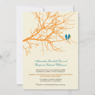 Love Birds Branch Wedding Invitation (tangerine)