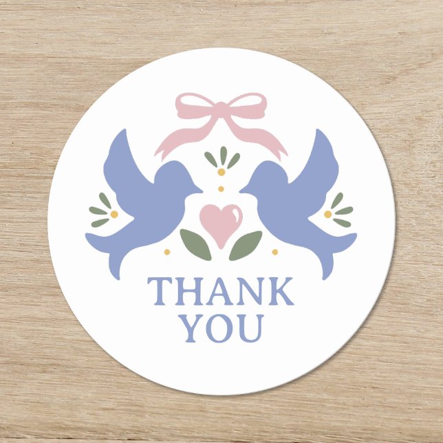 Love Birds Bridal Shower Classic Round Sticker (Creator Uploaded)