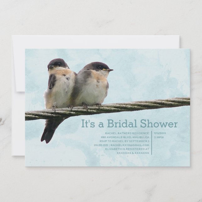 Love Birds Bridal Shower Invitations (Front)
