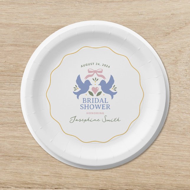 Love Birds Bridal Shower Paper Plate (Creator Uploaded)