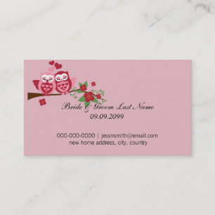 love birds bride and groom new home address business card