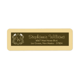Love Birds Brown/Creme Wedding Return Label Return Address Label