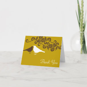 Love birds brown custom photo wedding thank you card