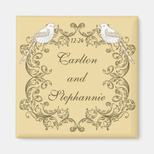 Love Birds Brown/Tan Wedding Magnet