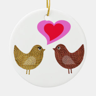 Love Birds Ceramic Ornament