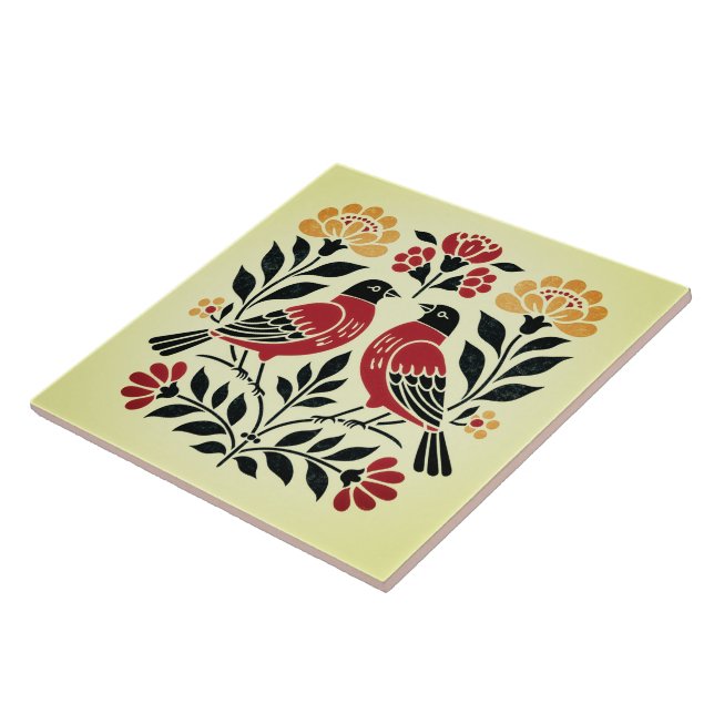 Love Birds Ceramic Tile (Side)