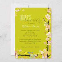 Love Birds Chartreuse Floral Couple's Shower