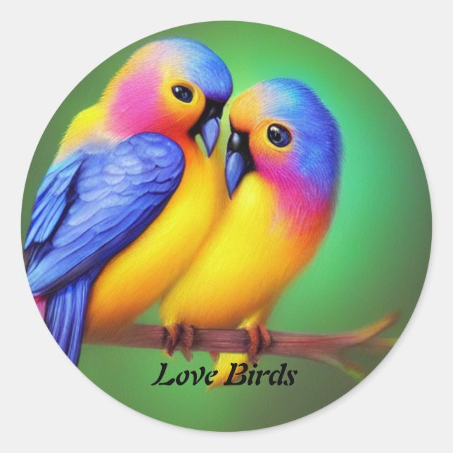 Love Birds Classic Round Sticker (Front)