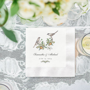 Love Birds Coined Cocktail Napkin