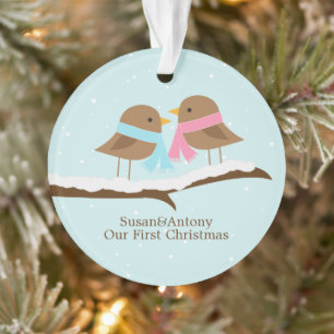 Love Birds Couple Personalised Christmas Ornament