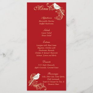 Love Birds Crimson/Creme Wedding Menu