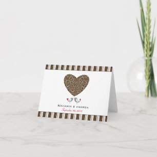 Love Birds Custom Striped Thank You Card (brown)