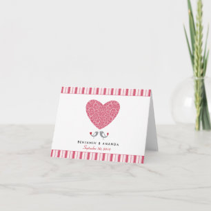 Love Birds Custom Striped Thank You Card (pink)