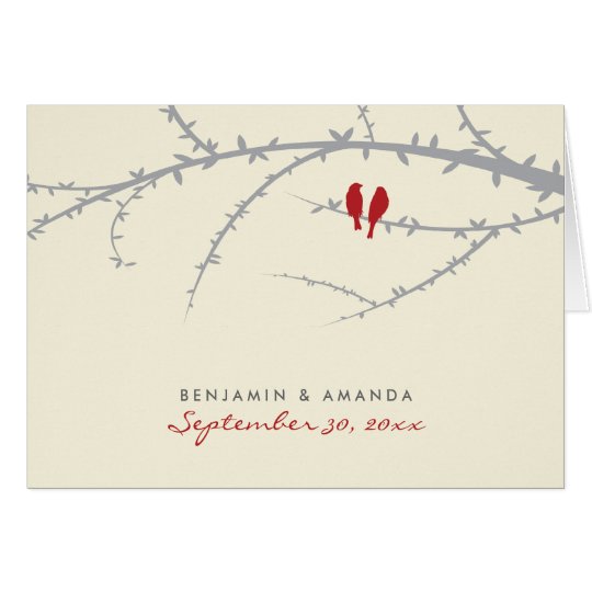 Love Birds Custom Thank You Card (cranberry)
