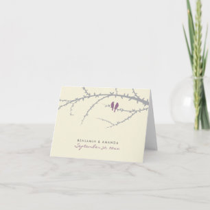 Love Birds Custom Thank You Card (lavender)