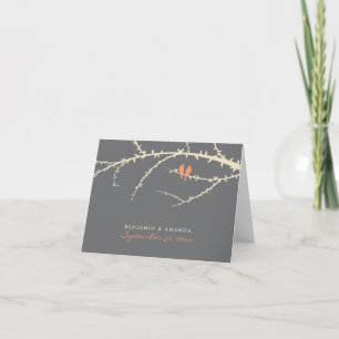 Love Birds Custom Thank You Card (peach)