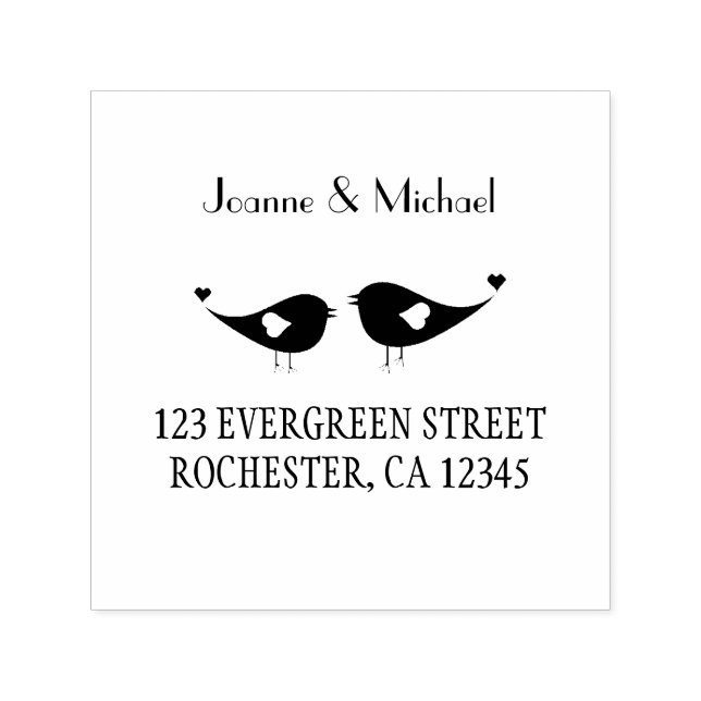 Love birds custom wedding selfinking stamp (Design)
