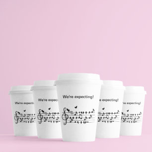 love birds, expecting an addition to the family paper cups