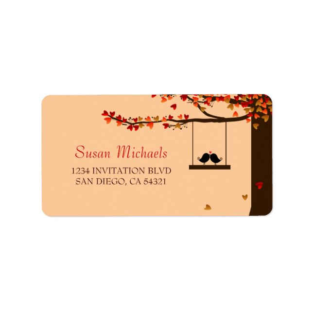Love Birds Falling Hearts Address Labels (Front)