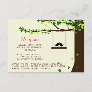 Love Birds Falling Hearts Oak Tree Reception Card