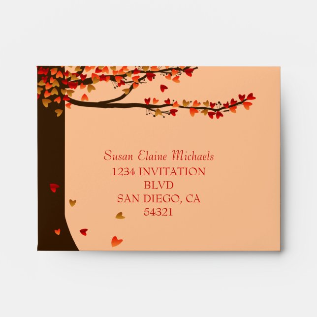 Love Birds Falling Hearts RSVP Envelope (Front)