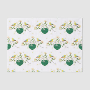 Love Birds Floral Plaid Tissue Paper