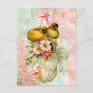 love birds Flower Vintage Easter Card art