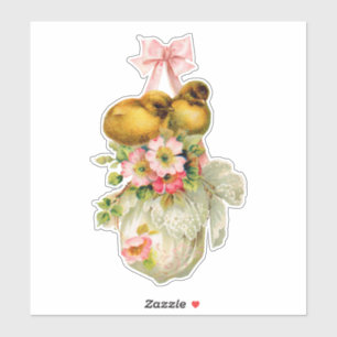 love birds Flower Vintage Easter Card art 