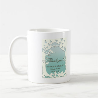 Love Birds Forever on Pastel Ocean Blue Coffee Mug