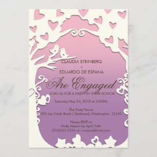 Love Birds Forever on Pastel Purple Invitation