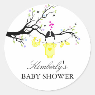 Love Birds Gender Neutral Baby Shower Sticker