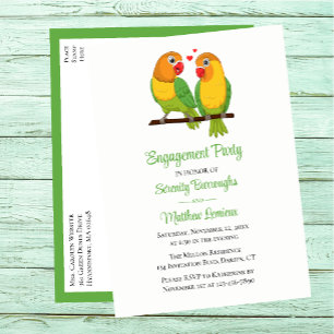 Love Birds Green Yellow Lovebird Engagement Party  Invitation Postcard