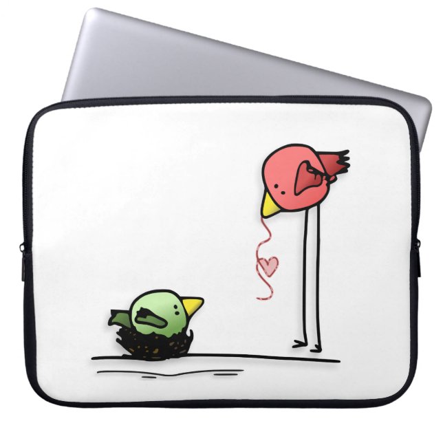love birds heart cartoon baby family worm laptop sleeve (Front)