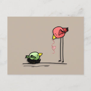 love birds heart cartoon baby family worm postcard