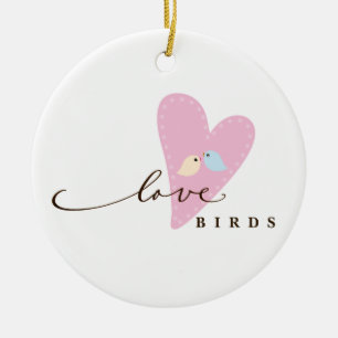 Love Birds & Heart Ceramic Tree Decoration