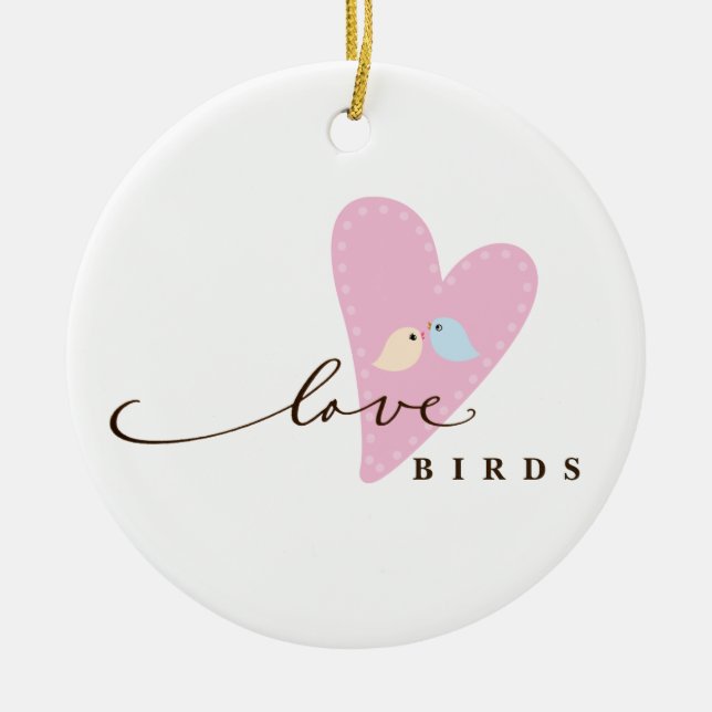 Love Birds & Heart Ceramic Tree Decoration (Front)