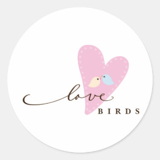 Love Birds & Heart Classic Round Sticker