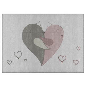 Love Birds Heart Cutting Board