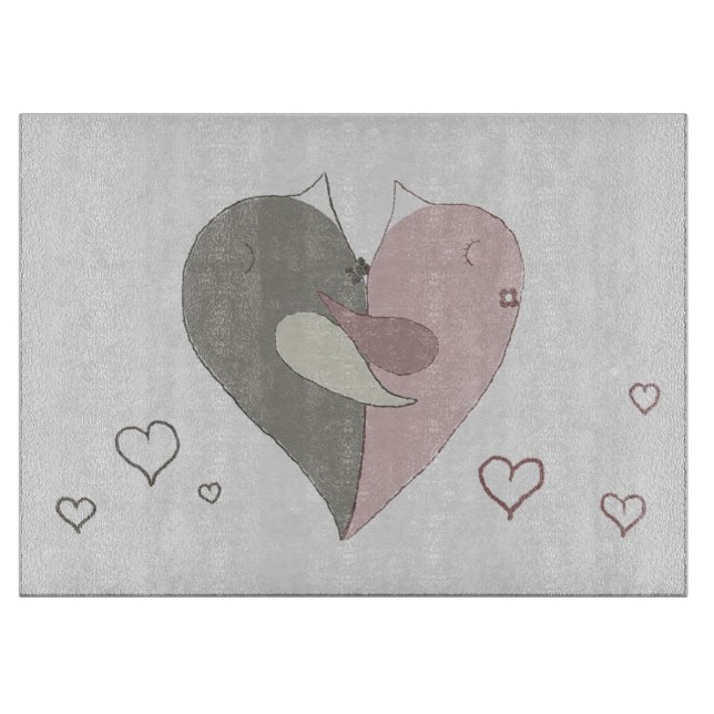 Love Birds Heart Cutting Board (Front)
