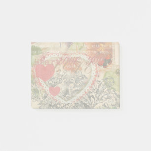 Love Birds Heart Red Art Collage Post-it Notes