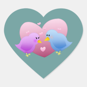 Love Birds Heart Sticker