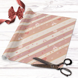 Love Birds Hearts Valentine Pattern Wrapping Paper