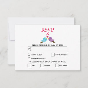 Love Birds & Hearts Wedding RSVP Cards