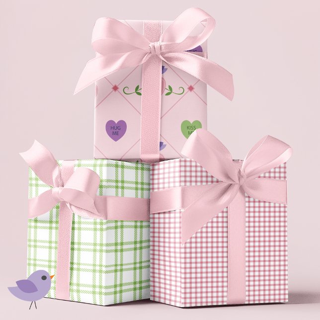 Love Birds Hearts Wrapping Paper Sheet (Creator Uploaded)