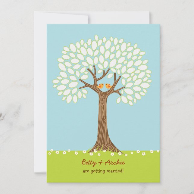 Love Birds in a Tree (Day) Wedding Invitation (Front)