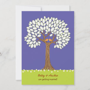 Love Birds in a Tree (Night) Wedding Invitation