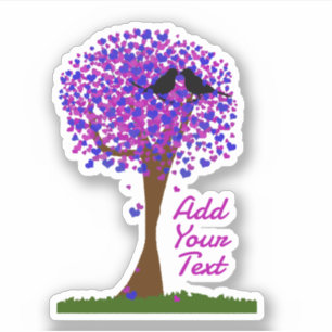 Love Birds in a Tree of Hearts - Winter Love