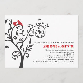 Love Birds in Abstract Tree Invitation