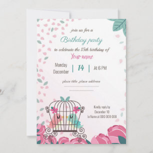 love birds in cage floral birthday party